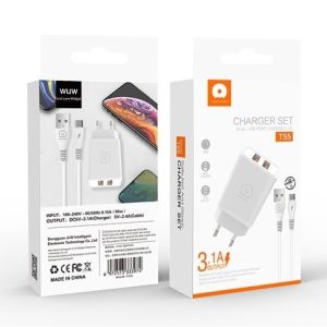 WUW T55 3.1A Duel USB Charger Type C