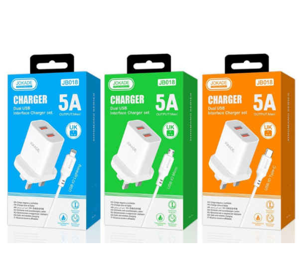 JOKADE JB018 5A Dual Port Interface Charger Set