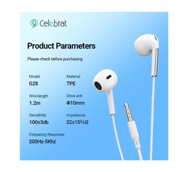 Celebrat G28 Wired Earphones - Image 2